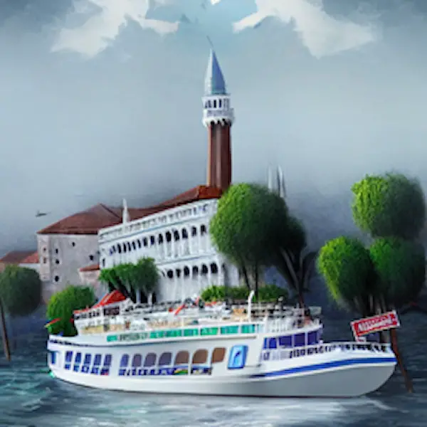 Illustration of a passenger ferry near Split