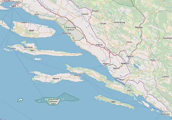 Map of Dalmatia including Korcula