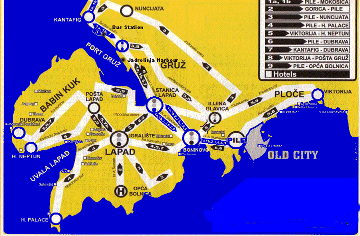 Dubrovnik bus map