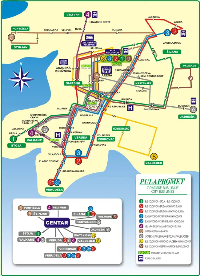 Pula Bus Map