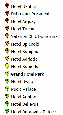 Dubrovnik Hotels Map Key