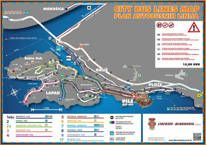 Dubrovnik bus map