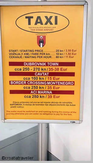 Dubrovnik taxi sign