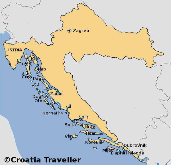 A map of Croatian Islands