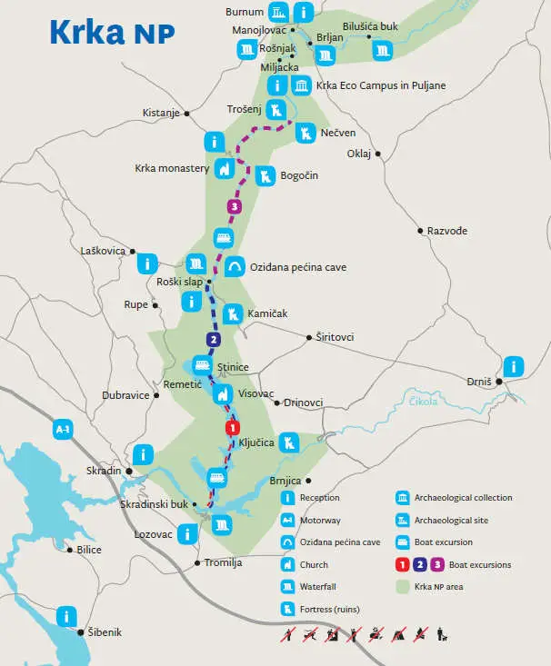 Map of Krka National Park