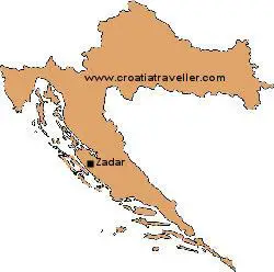 Croatia map showing Zadar