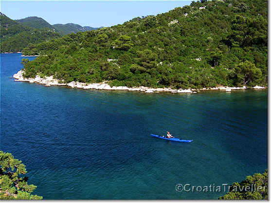 Kayaking on Veliko Jezero, Great lake, Mljet island