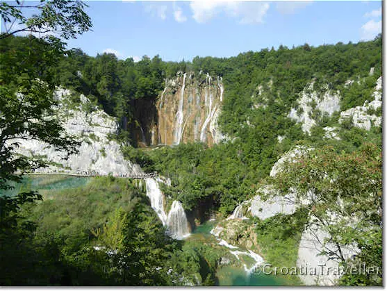 Plitvice lakes and waterfalls view