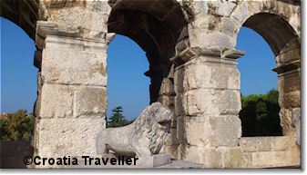 Detail from Pula's Roman Amphitheatre, Pula, Croatia