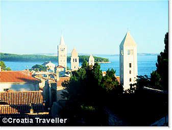 Four bell towers in Rab town