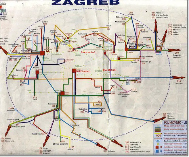 Zagreb Local Bus Map